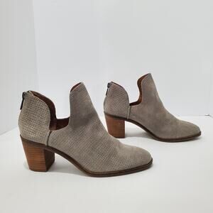 Lucky Brand Women's Grey Faux Suede Ankle Boots Size 6.5M LK-POWE Zip-Up